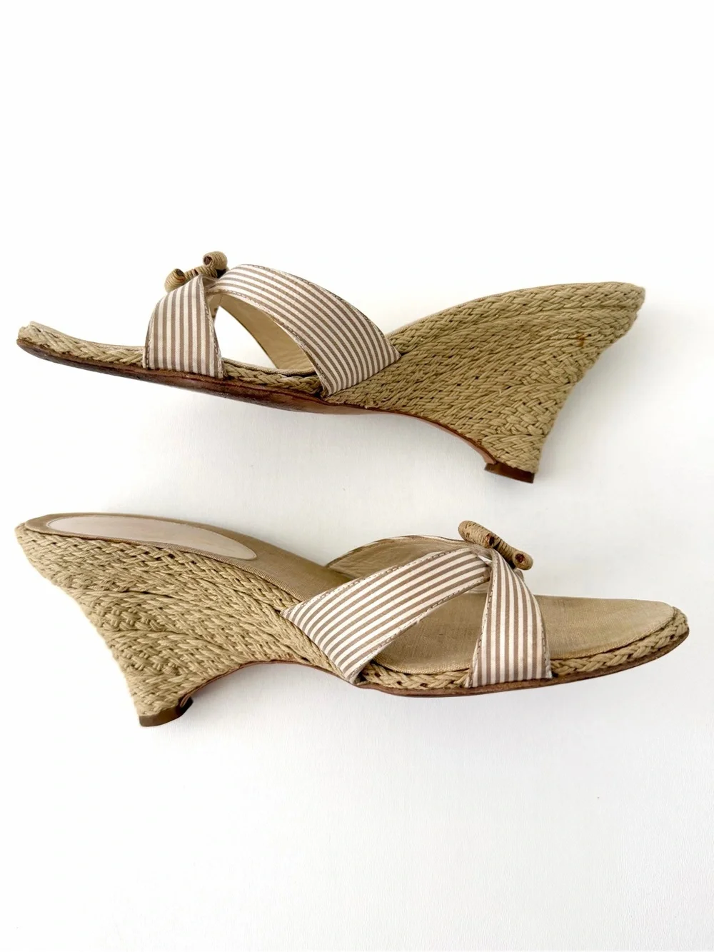 CHANEL | Vintage CC Logo Espadrille Wedge Sandal Slide Beige Cream EU 37.5